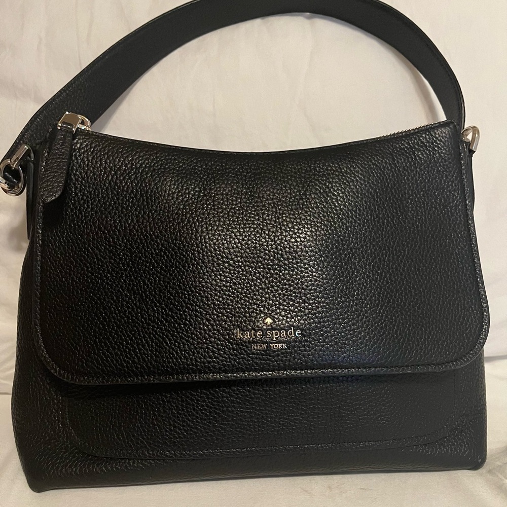 KATE SPADE black pebble leather shoulder bag